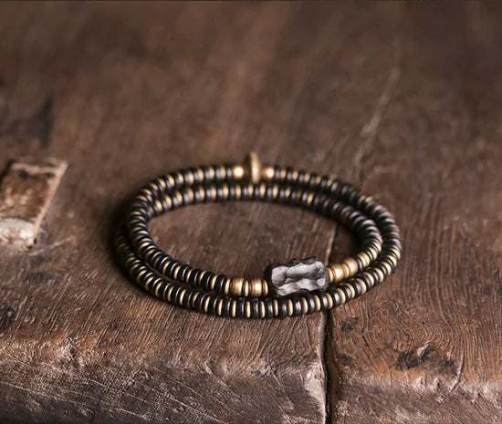 Multi Layer Vintage Ebony & Copper Beaded Bracelet