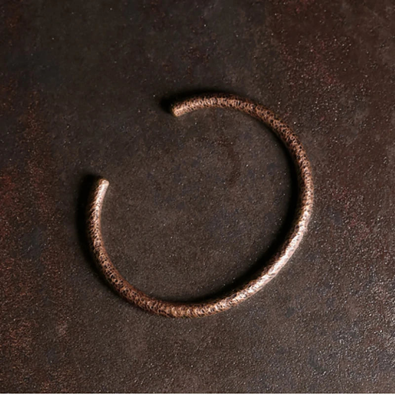 Rustic Oxidized Jewelry Set Cuff Solid Copper Bracelet & Ring