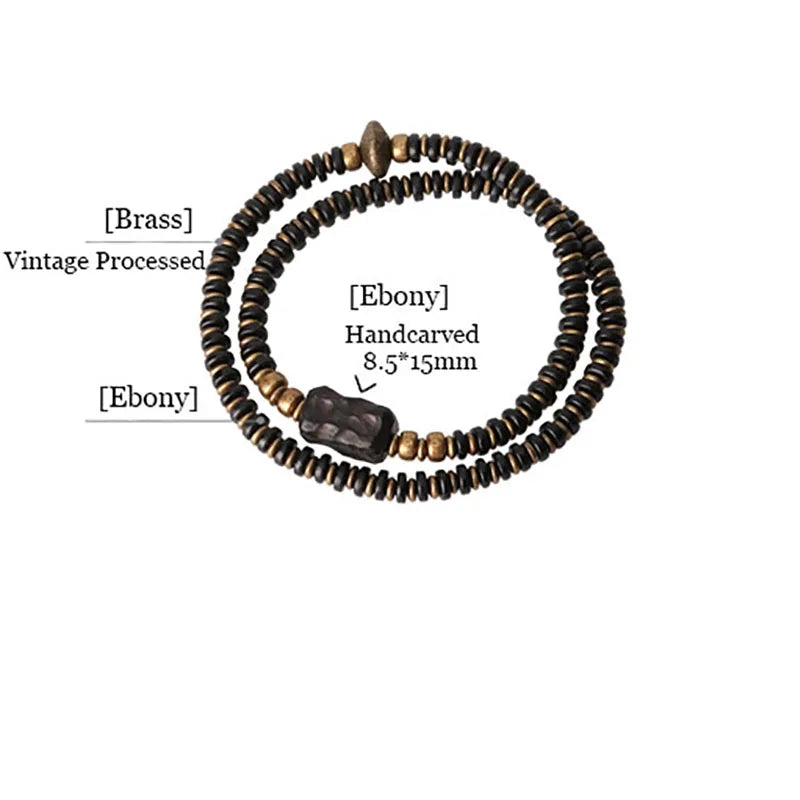 Multi Layer Vintage Ebony & Copper Beaded Bracelet