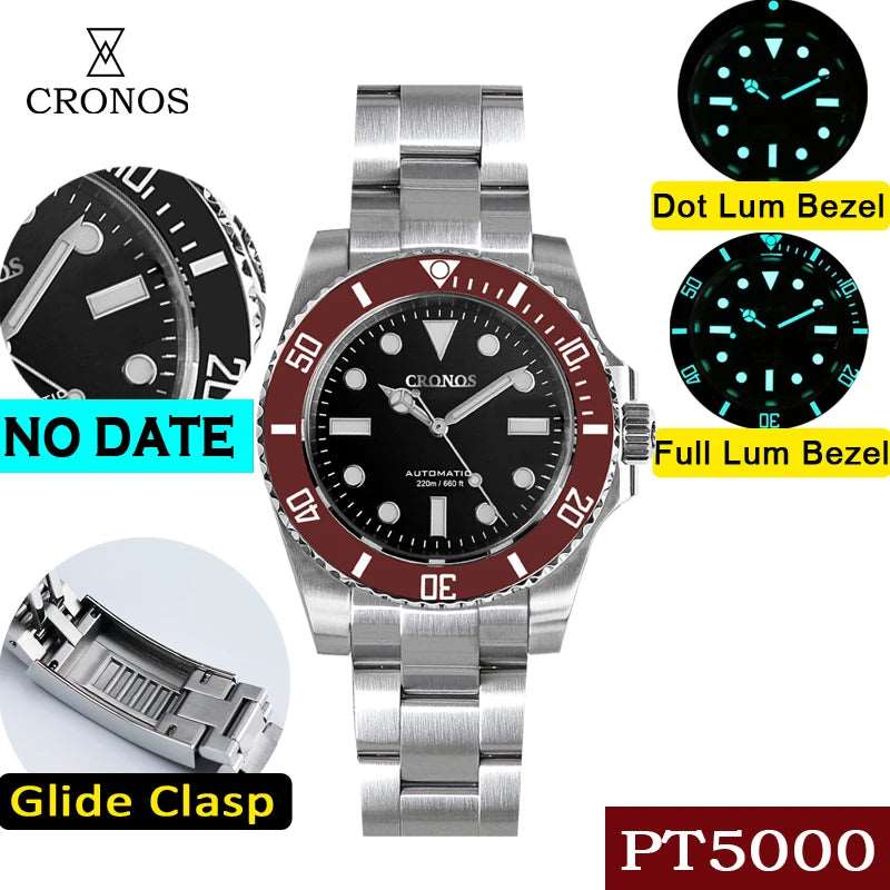 Cronos Submariner No Date Full Lume Luxury Homage Watches - Viva Timepiece -  - 