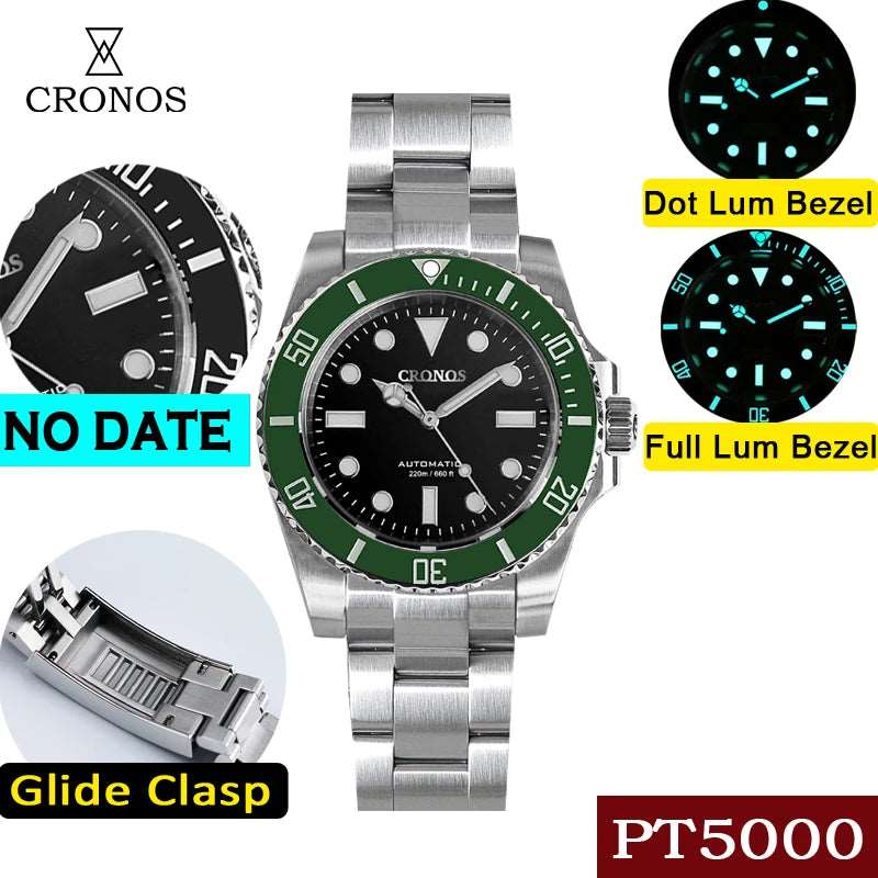 Cronos Submariner No Date Full Lume Luxury Homage Watches - Viva Timepiece -  - 