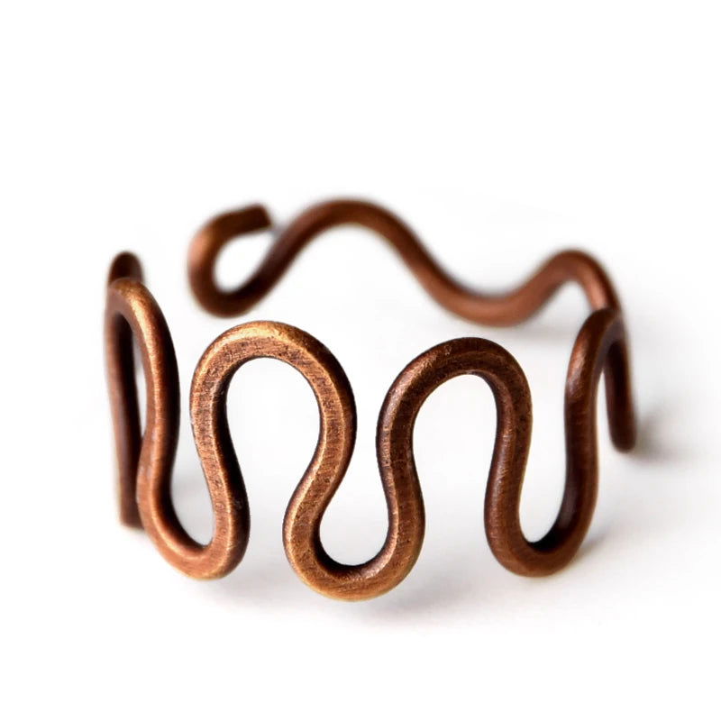 Curve Handcrafted Adjustable Size Solid Copper Ring - Viva Timepiece -  - 