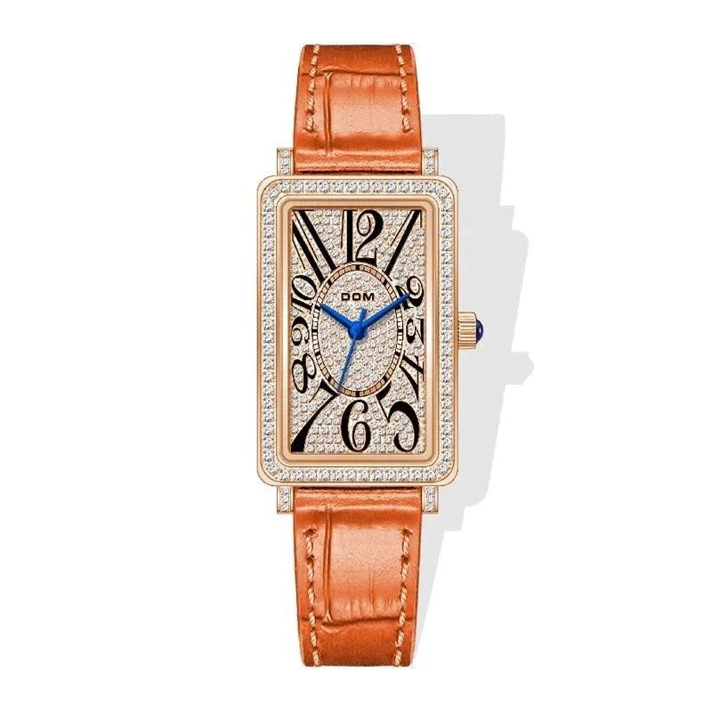 Dom CZ Diamond Rectangular Quartz Women's Watch - Viva Timepiece -  - 