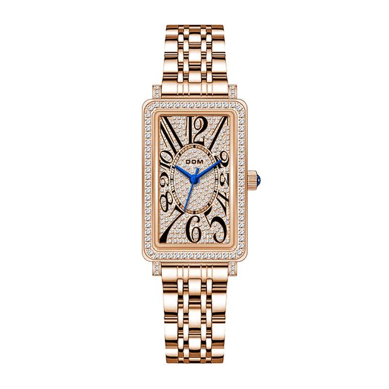 Dom CZ Diamond Rectangular Quartz Women's Watch - Viva Timepiece -  - 