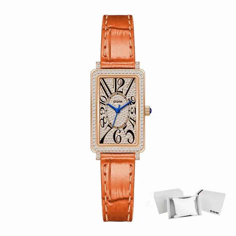 Dom CZ Diamond Rectangular Quartz Women's Watch - Viva Timepiece -  - 