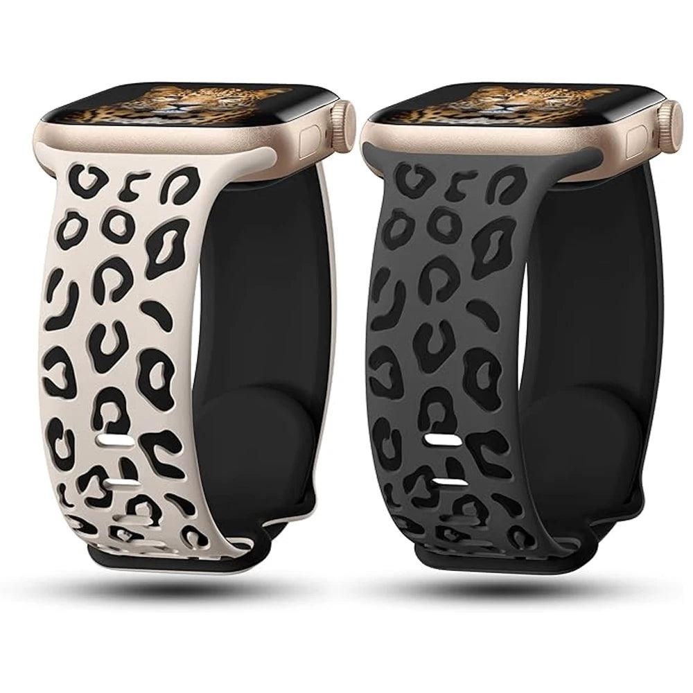 Engraved Leopard Strap Apple Watch Bands - Viva Timepiece -  - 