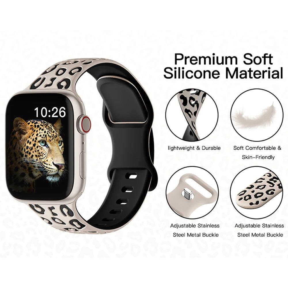 Engraved Leopard Strap Apple Watch Bands - Viva Timepiece -  - 