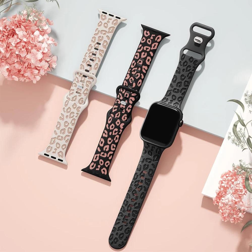 Engraved Leopard Strap Apple Watch Bands - Viva Timepiece -  - 