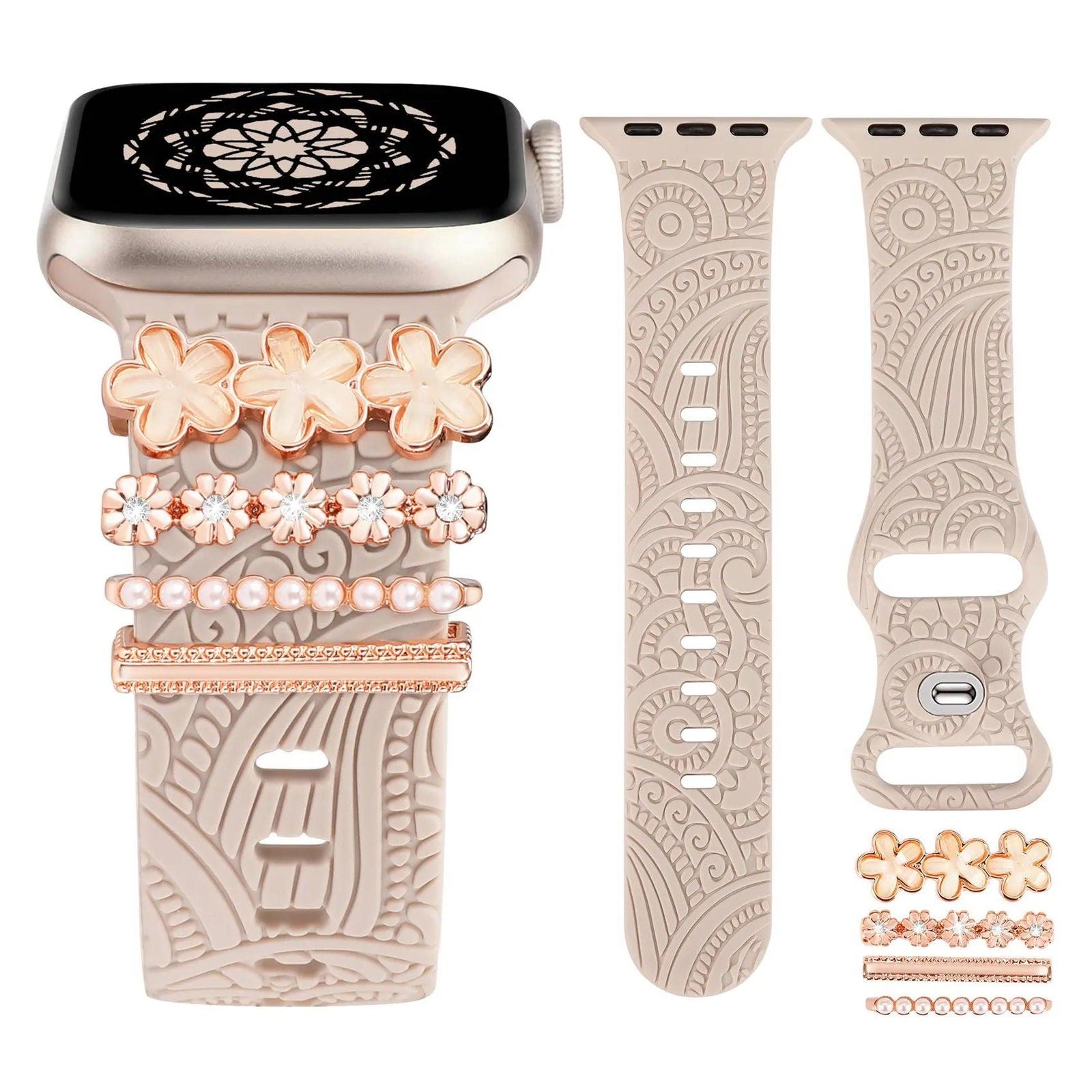 Engraved Silicone Apple Watch Bands With Cute Charms - Viva Timepiece -  - 