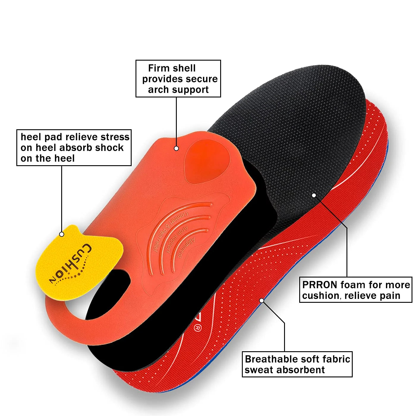 Plantar Fasciitis Orthopedic Arch Support Sport Insert Insoles IFITNA    - 