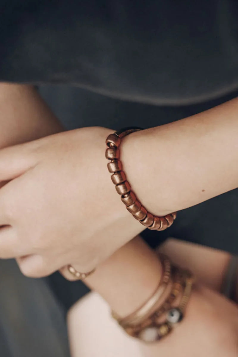 Handmade Hammered Pure Copper Beaded Bracelet