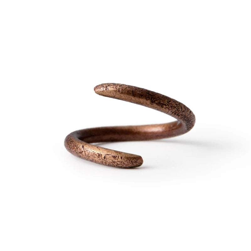 Handcrafted Texture Solid Copper Rustic Artificial Oxidized Resizable Ring for Men & Women - Reikinn | Viva Timepiece