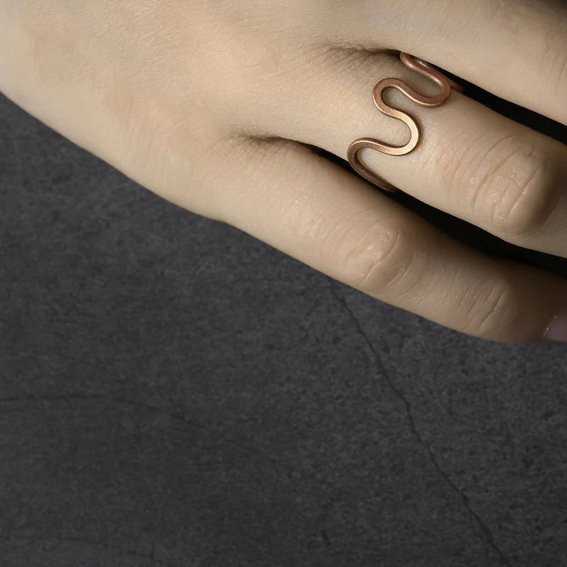 Curve Handcrafted Adjustable Size Solid Copper Ring