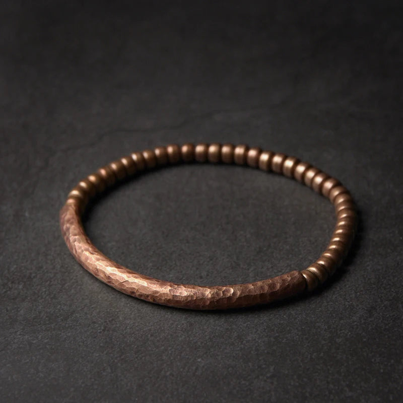 Handmade Hammered Pure Copper Beaded Bracelet