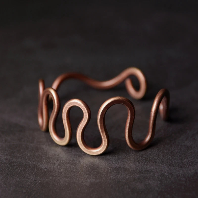 Curve Handcrafted Adjustable Size Solid Copper Ring