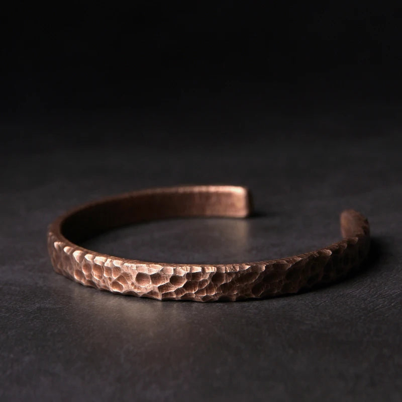 Vintage Rustic Hammered Solid Copper Handmade Bracelet Reikinn 15-18cm resizable   - 2251832786592093-15-18cm resizable