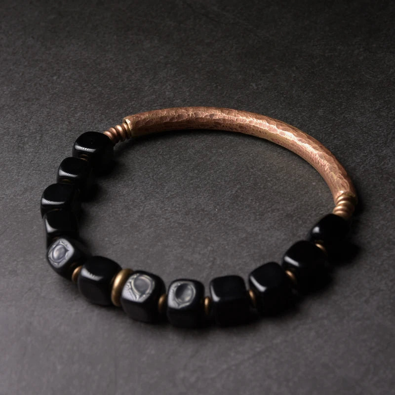 Handmade Hammered Pure Copper Beaded Bracelet