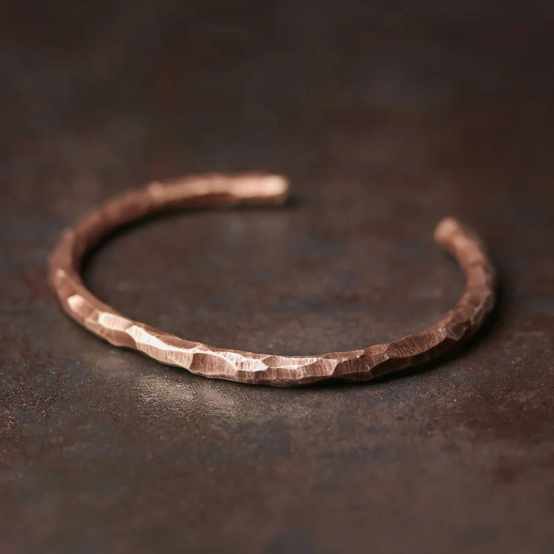 Hammered Copper Bracelet – Rustic Handcuff Bangle - Viva Timepiece -  - 