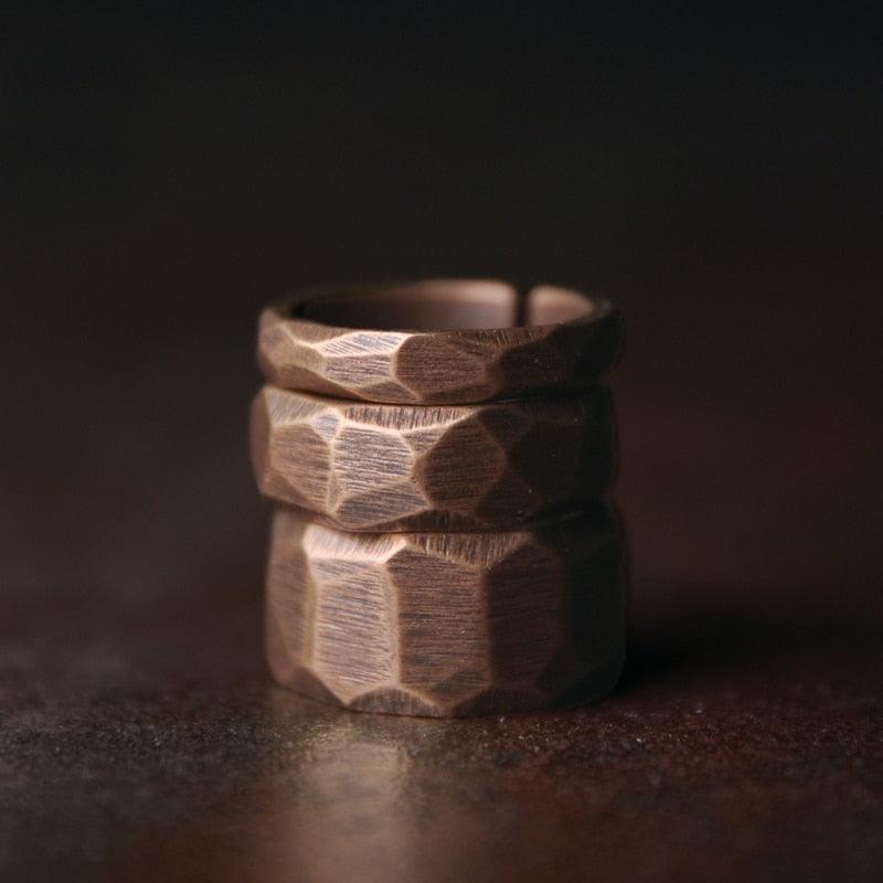 Hand Carved Solid Vintage Hammered Pure Copper Ring - Viva Timepiece -  - 