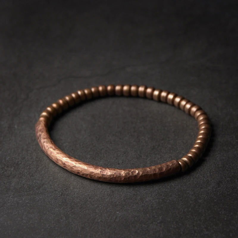 Handmade Hammered Pure Copper Beaded Bracelet - Viva Timepiece -  - 