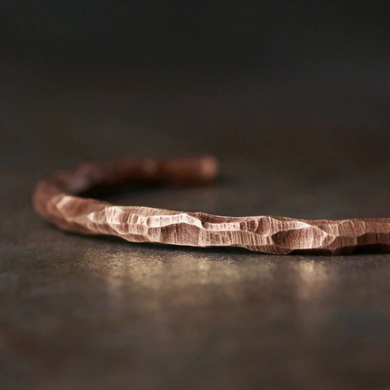 Hammered Copper Bracelet – Rustic Handcuff Bangle