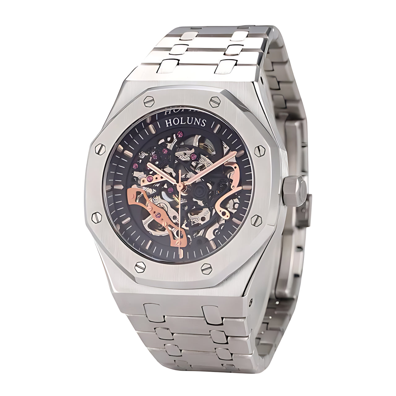 Holuns Royal Oak Skeleton Homage Watches Holuns Silver   - 46436217-steell-silver