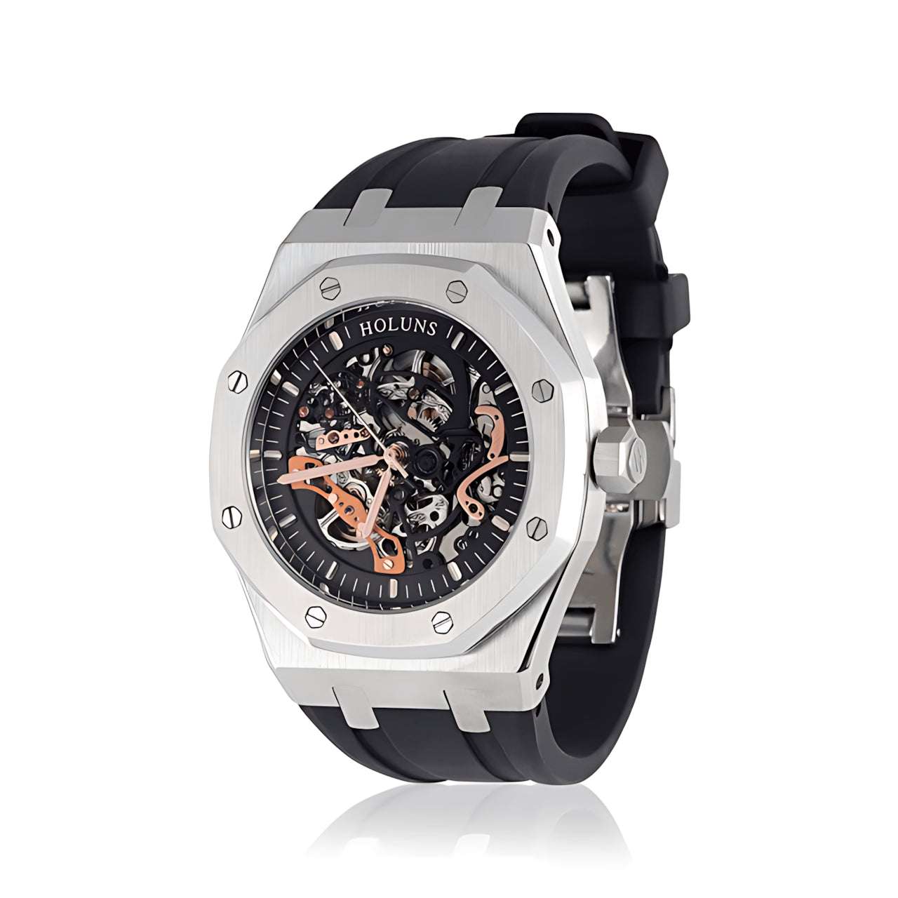 Holuns Royal Oak Skeleton Homage Watches Silver Rubber Band - Holuns | Viva Timepiece