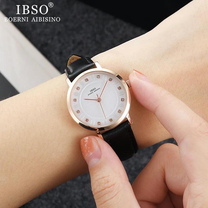 IBSO 36WB Ultra-thin Leather Strap Women's Quartz Watches - Viva Timepiece -  - 