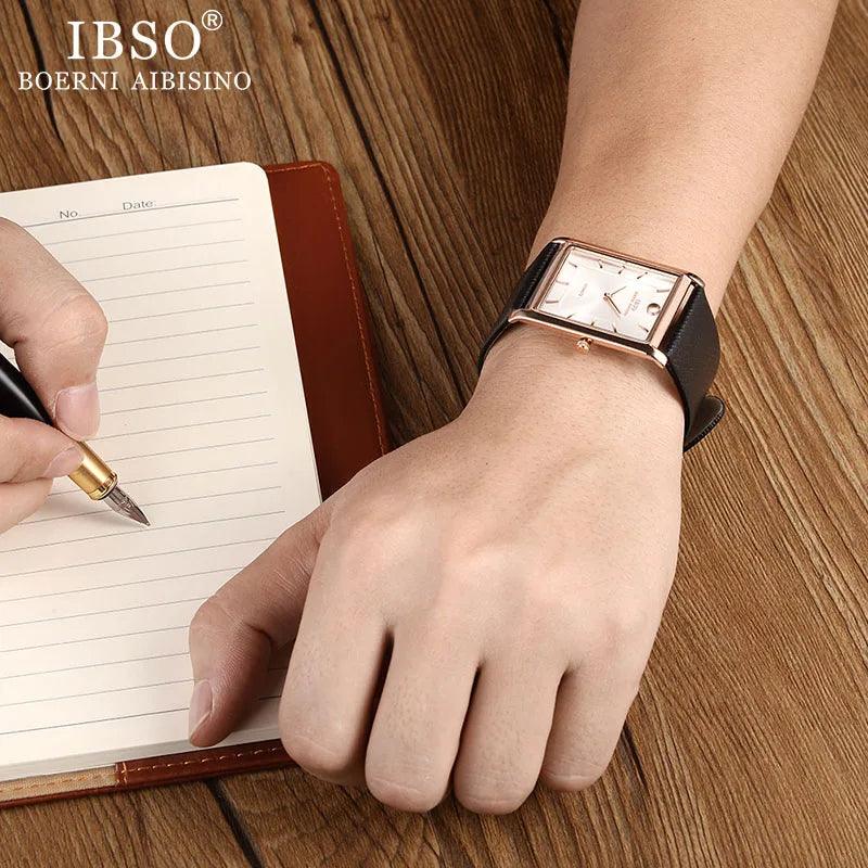 IBSO Men's Rectangle Ultra-thin Quartz Wallet Watches Set - Viva Timepiece -  - 