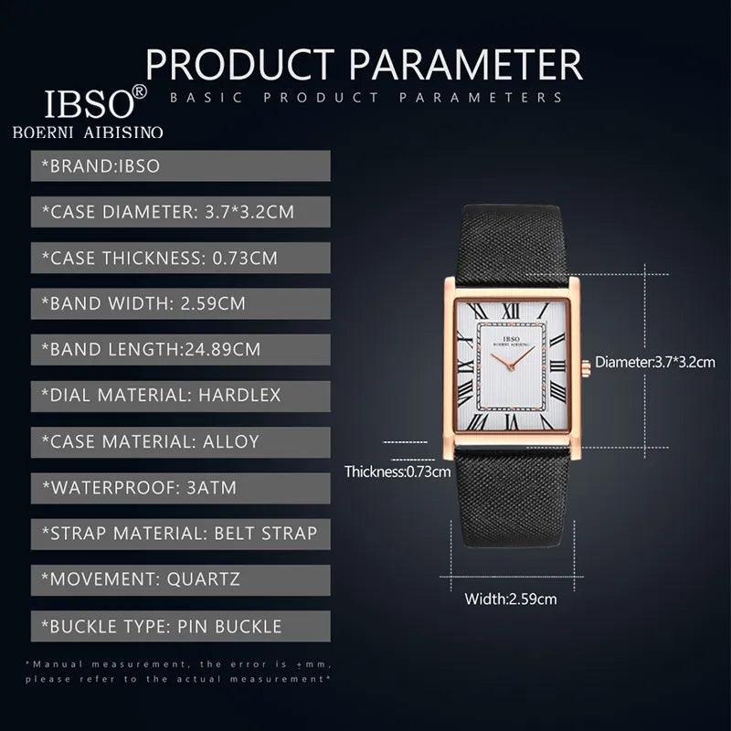 IBSO Ultra-Thin Rectangle Dial Men's Quartz Luxury Watch - Viva Timepiece -  - 