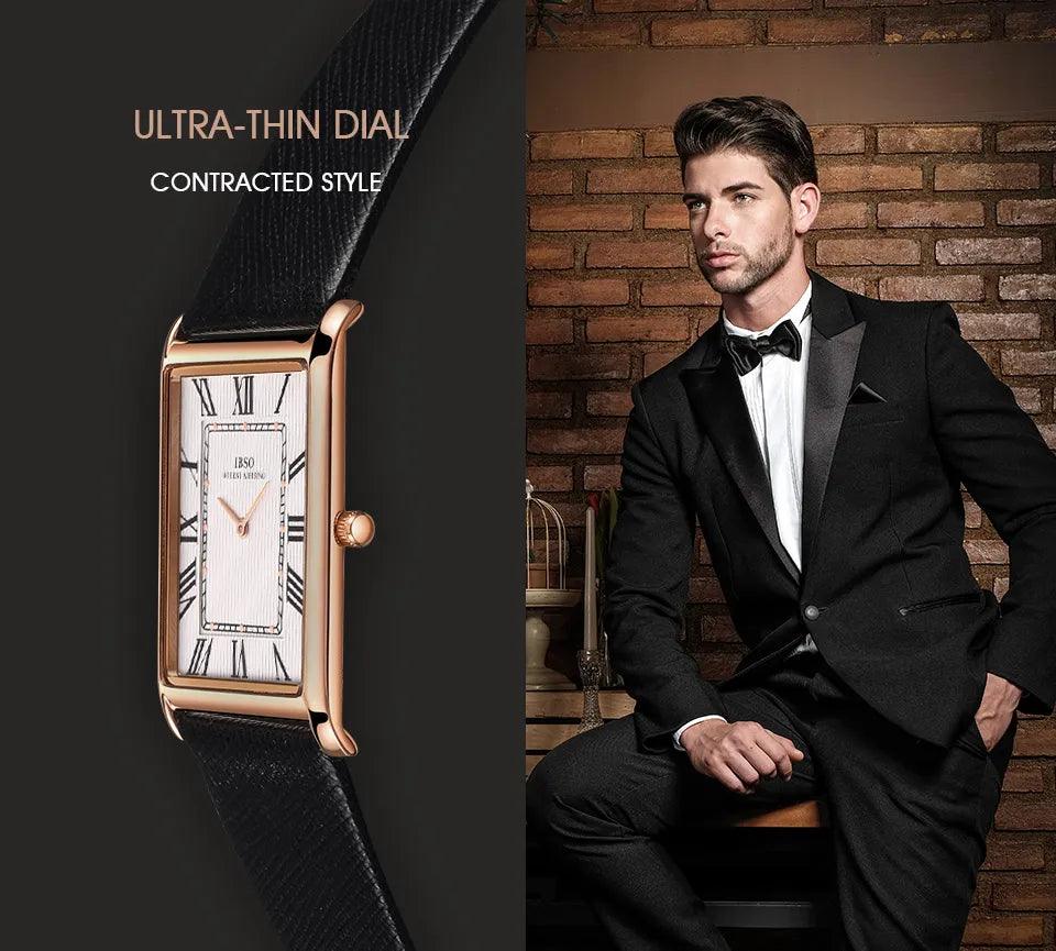 IBSO Ultra-Thin Rectangle Dial Men's Quartz Luxury Watch - Viva Timepiece -  - 