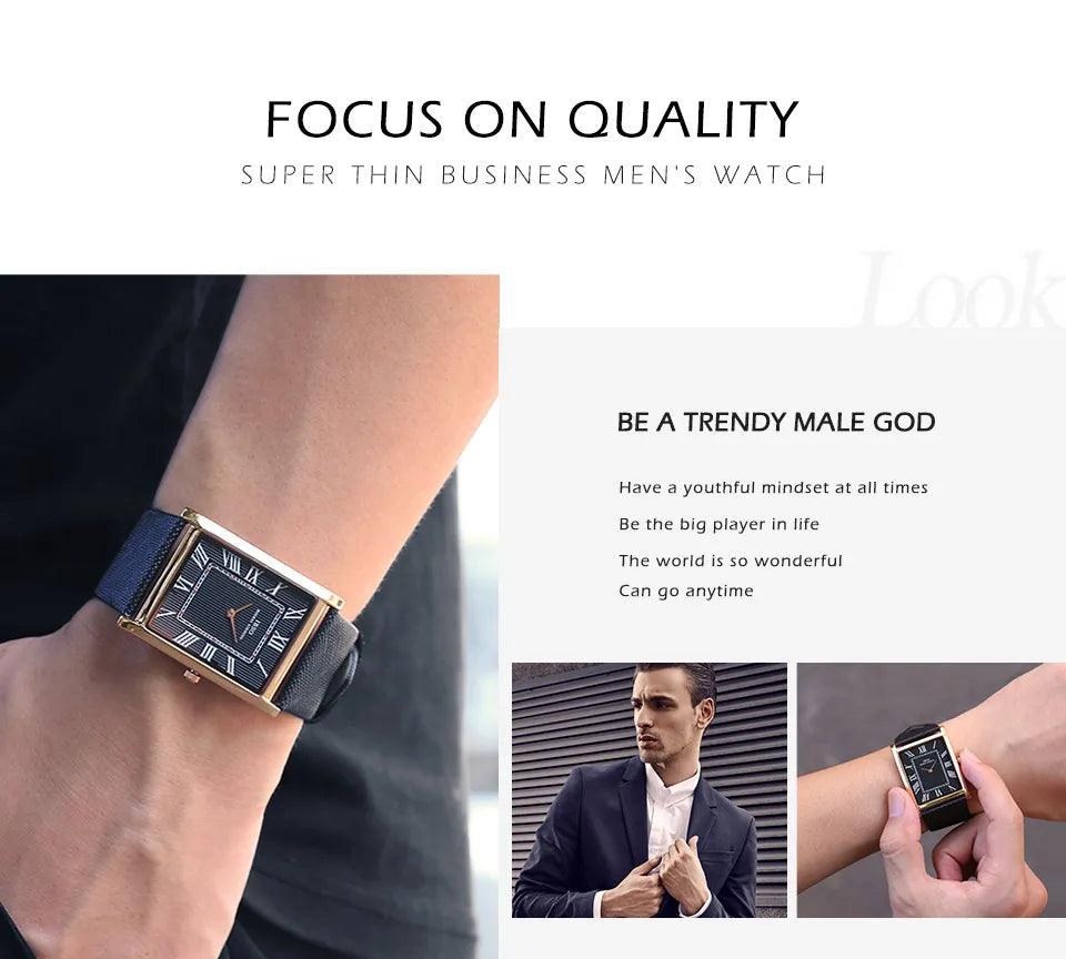 IBSO Ultra-Thin Rectangle Dial Men's Quartz Luxury Watch - Viva Timepiece -  - 