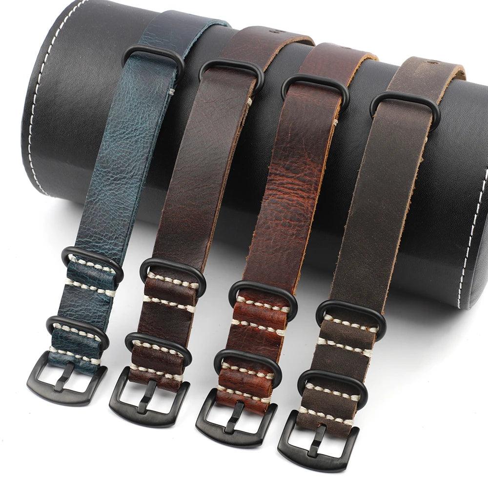 KZL029O Cowhide Genuine Leather Zulu Watch Straps - Viva Timepiece -  - 