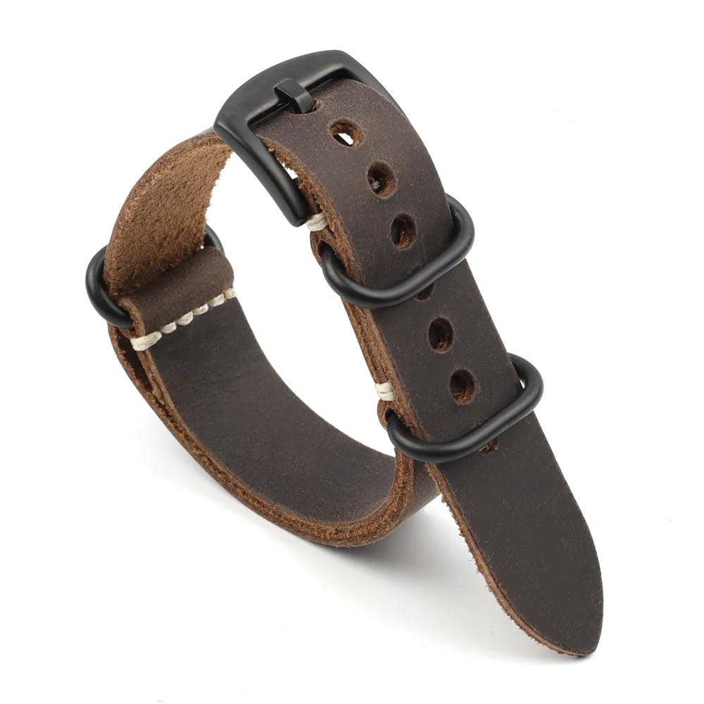 KZL029O Cowhide Genuine Leather Zulu Watch Straps - Viva Timepiece -  - 