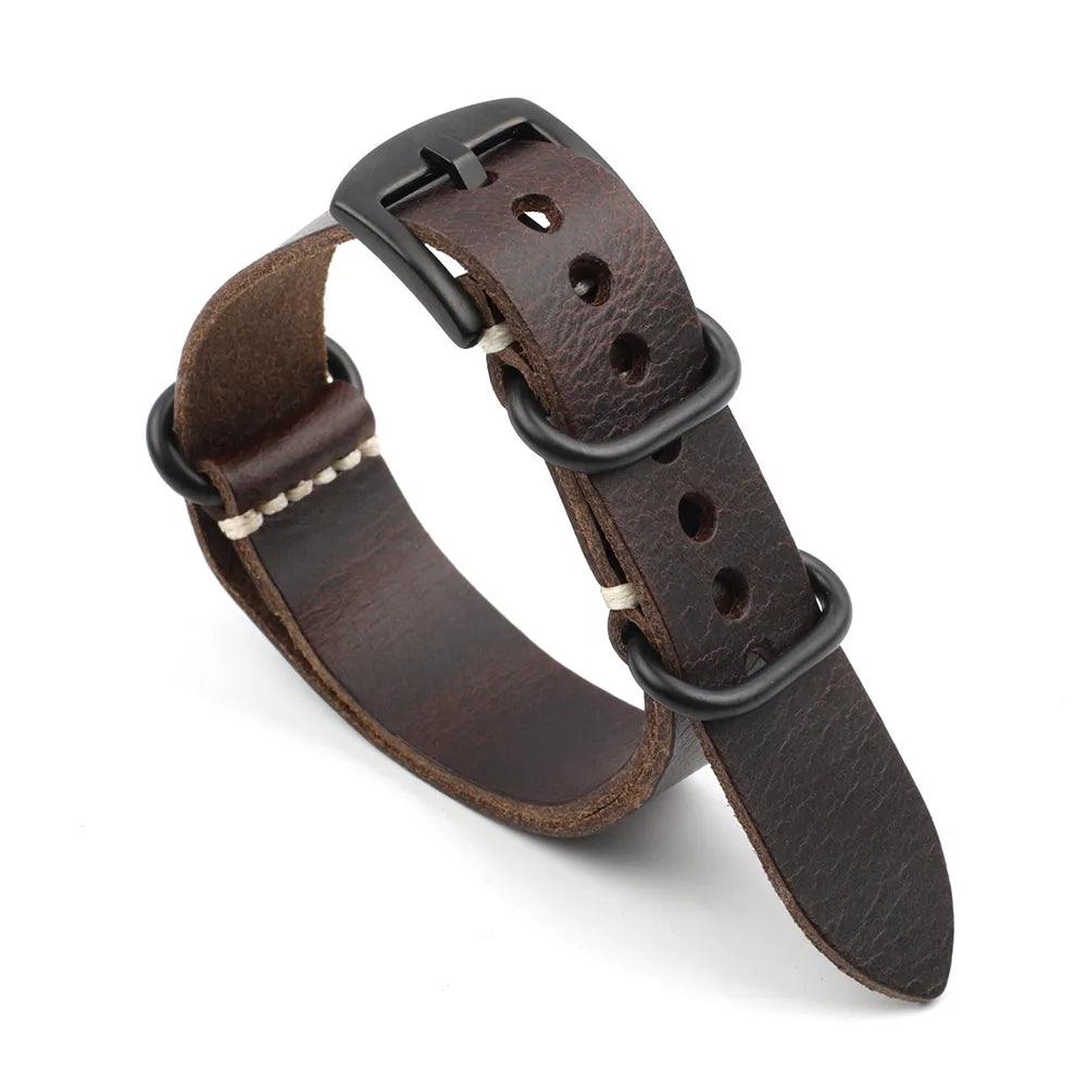 KZL029O Cowhide Genuine Leather Zulu Watch Straps - Viva Timepiece -  - 