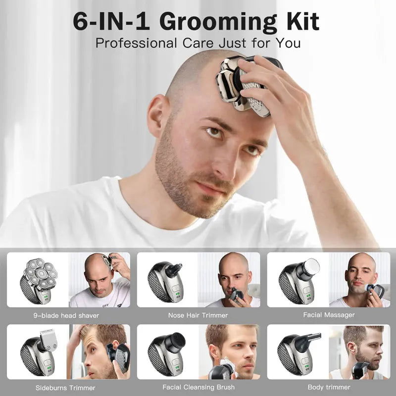 LK9300 9 Blades Floating 6In1 Bald Men Electric Shaver - Viva Timepiece -  - 