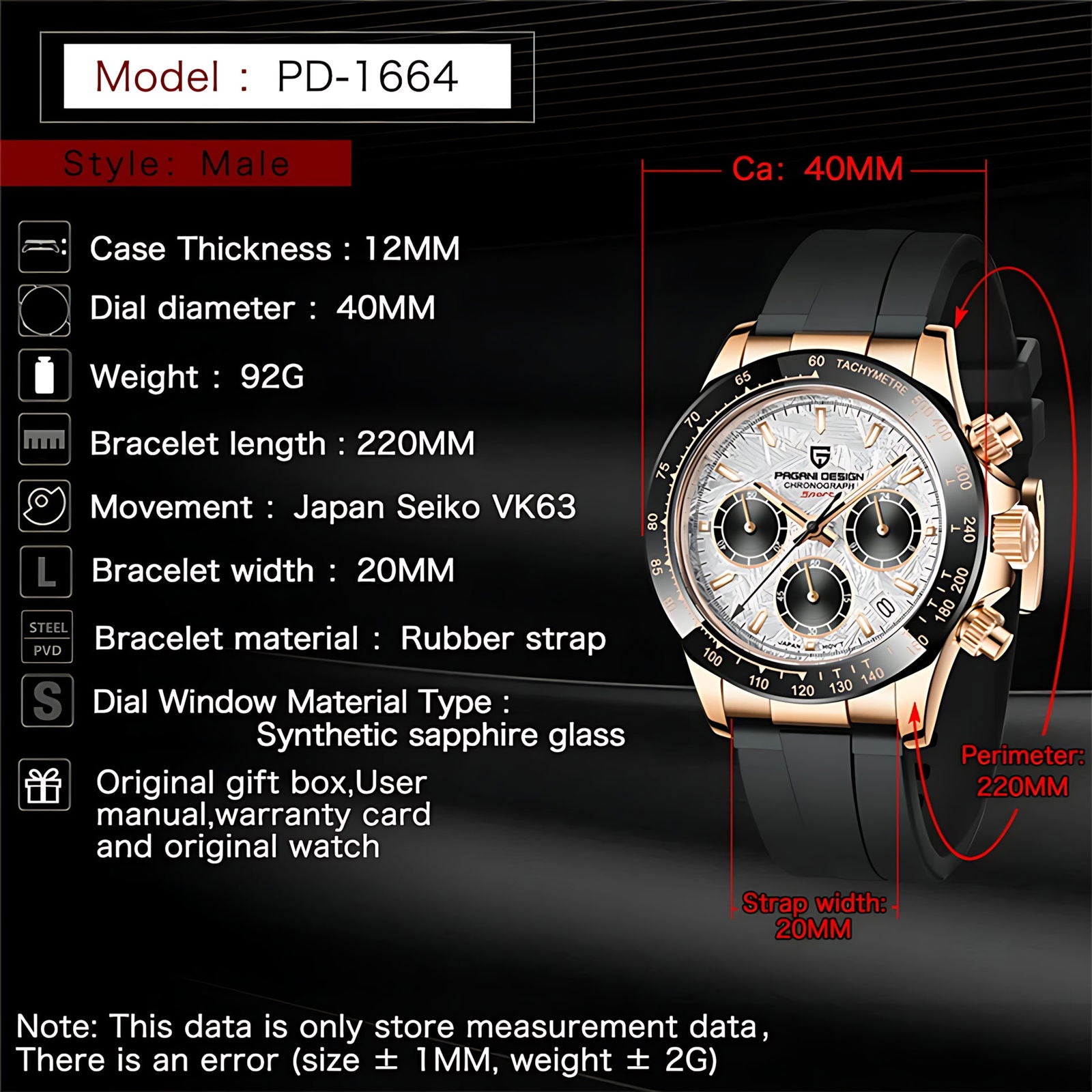 Pagani Design Daytona Rose Gold Homage Watches - Viva Timepiece -  - 