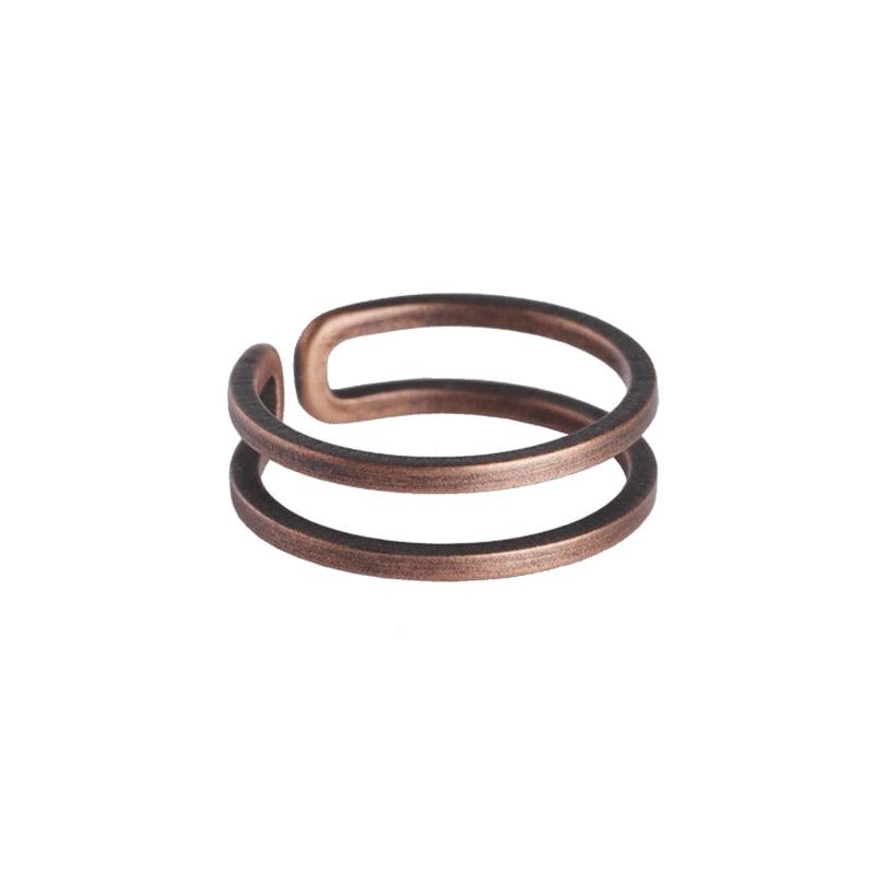 Rustic Bark Hand Crafted Vintage Solid Adjustable Copper Ring - Viva Timepiece -  - 