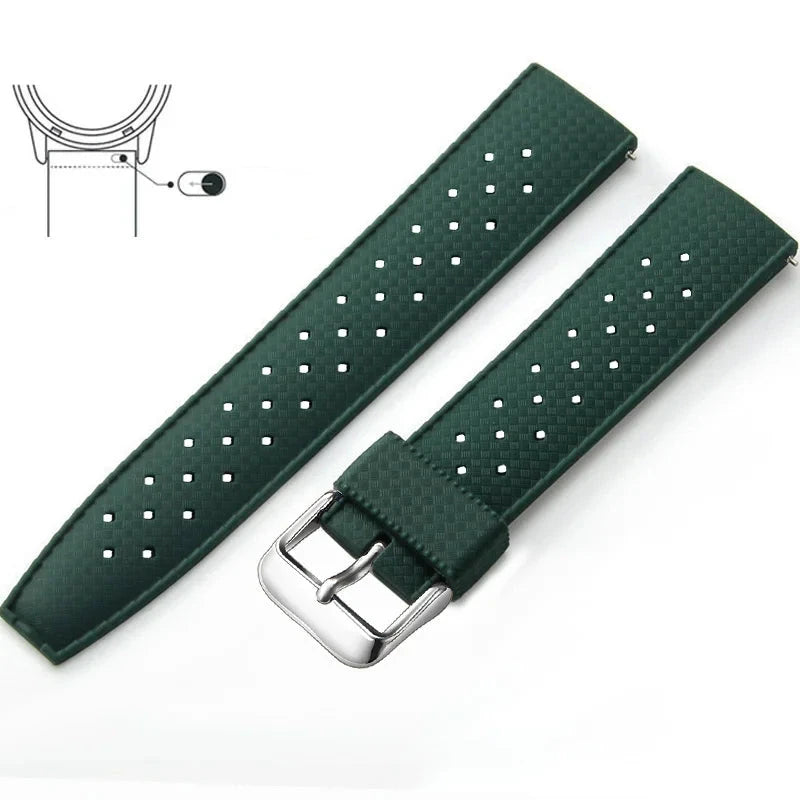 Tropical Silicone Strap Quick Release Watch Strap for Oris Seiko Citizen Viva Timepiece Army Green 1 18mm  - 1005004596402654-Army Green 1-18mm