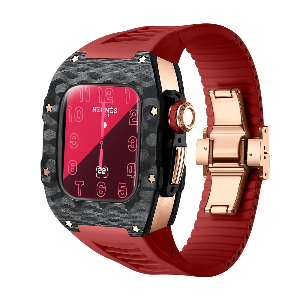 TI9000C Carbon Fiber Case Mod Kit for Apple Watch 40mm 41mm Viva Timepiece Rose gold-red For iWatch 40/41 mm  - 1005007472785698-Rose gold-red-Foriwatch40MMor41MM