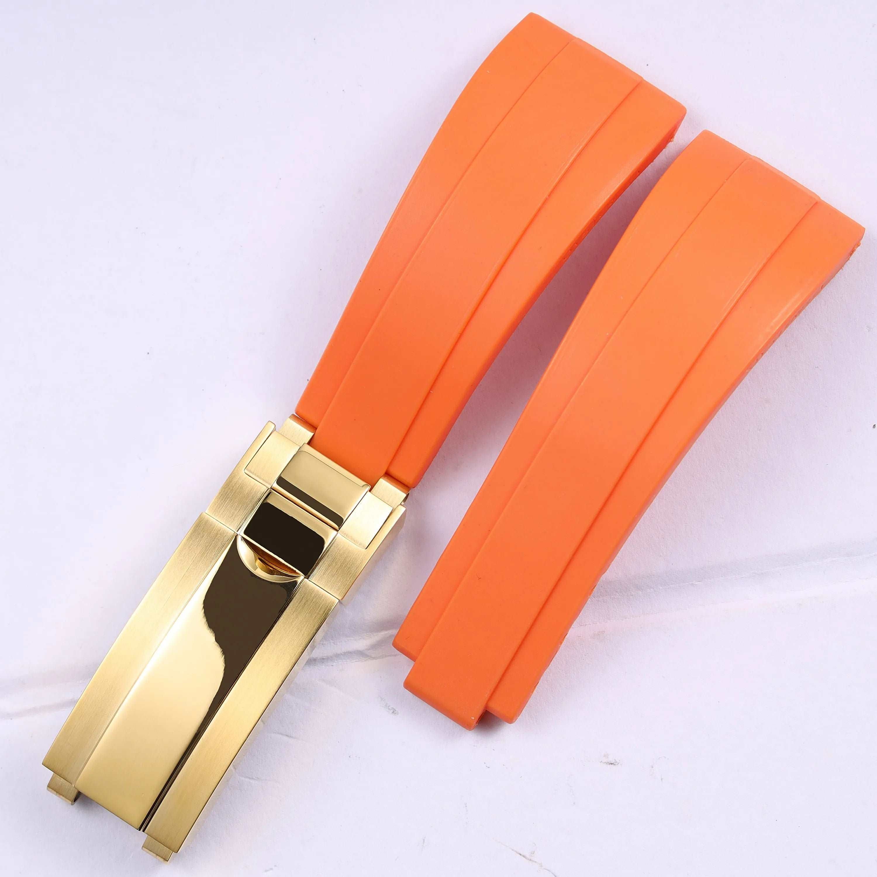 VivaStraps 21mm Glide Lock Micro-Adjust Rubber Watchband gold clasp 3 strap and clasp 21mm Watch Accessories - VivaStraps