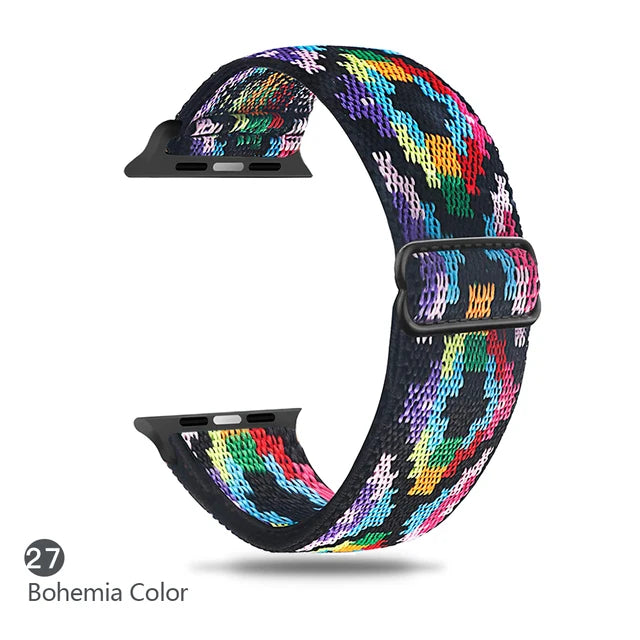 Scrunchie Adjustable Elastic Nylon Apple Watch Bands For All Series Bohemia color - VivaStraps | Viva Timepiece