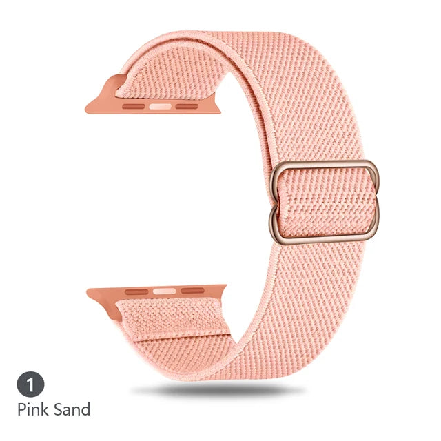 Scrunchie Adjustable Elastic Nylon Apple Watch Bands For All Series Pink Sand - VivaStraps | Viva Timepiece