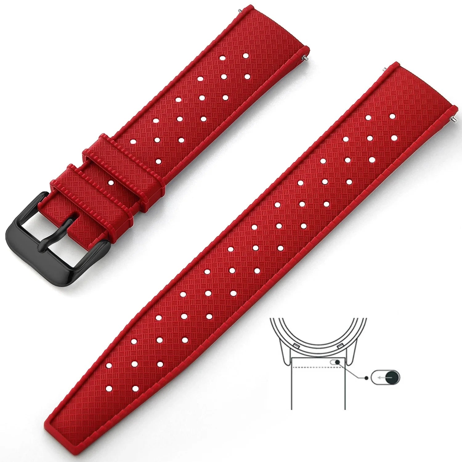 Tropical Silicone Strap Quick Release Watch Strap for Oris Seiko Citizen Viva Timepiece Red Black 22mm  - 1005004596402654-Red Black-22mm