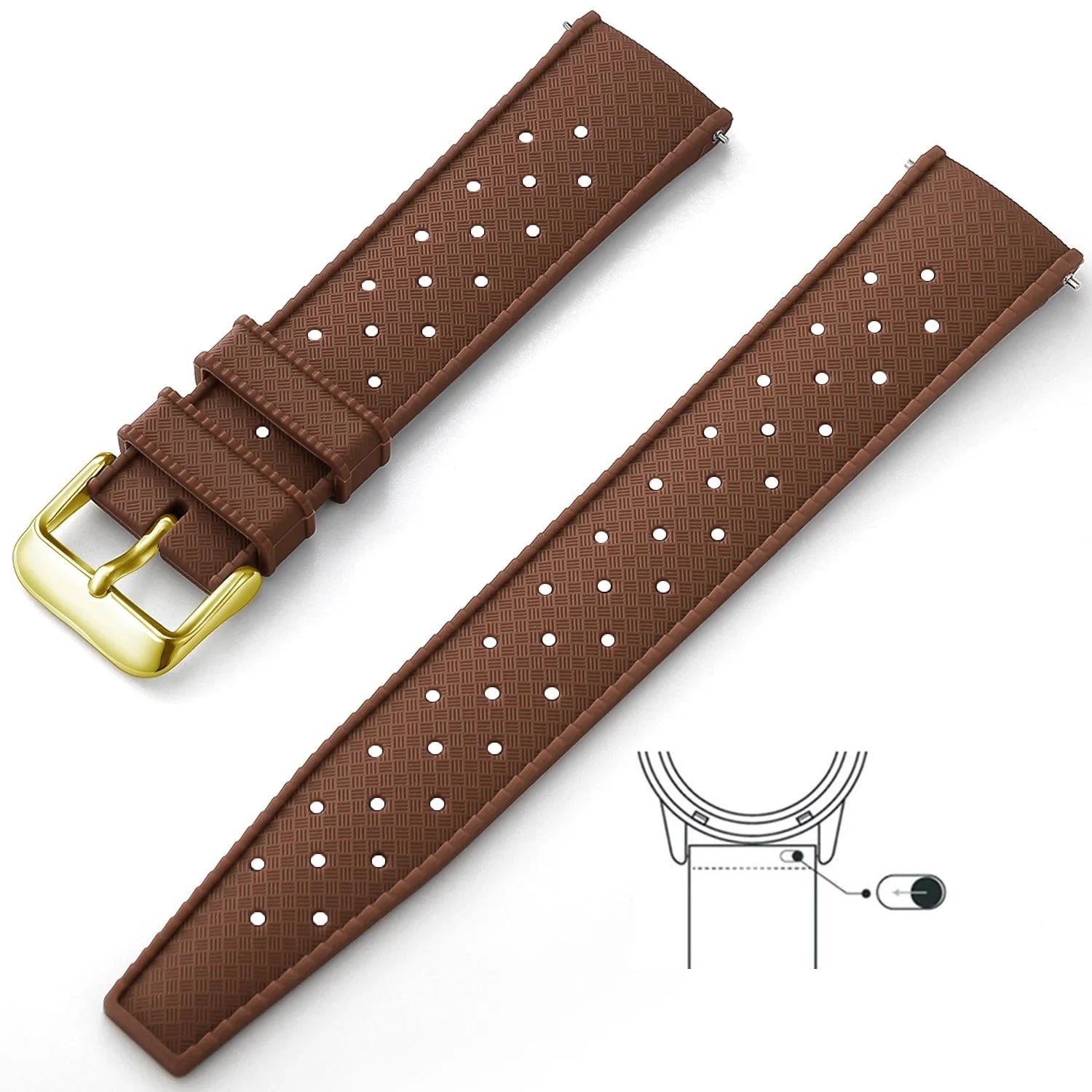 Tropical Silicone Strap Quick Release Watch Strap for Oris Seiko Citizen Viva Timepiece Coffee Gold 20mm  - 1005004596402654-Coffee Gold-20mm