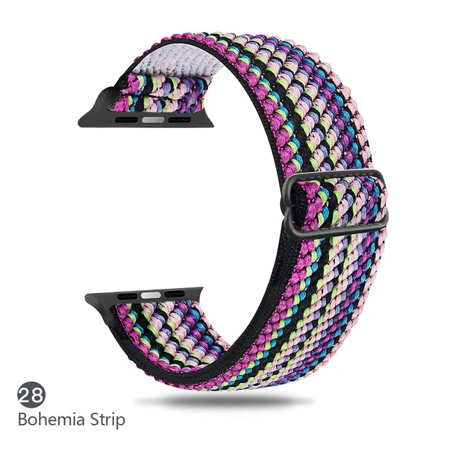 Scrunchie Adjustable Elastic Nylon Apple Watch Bands For All Series Bohemia strip - VivaStraps | Viva Timepiece