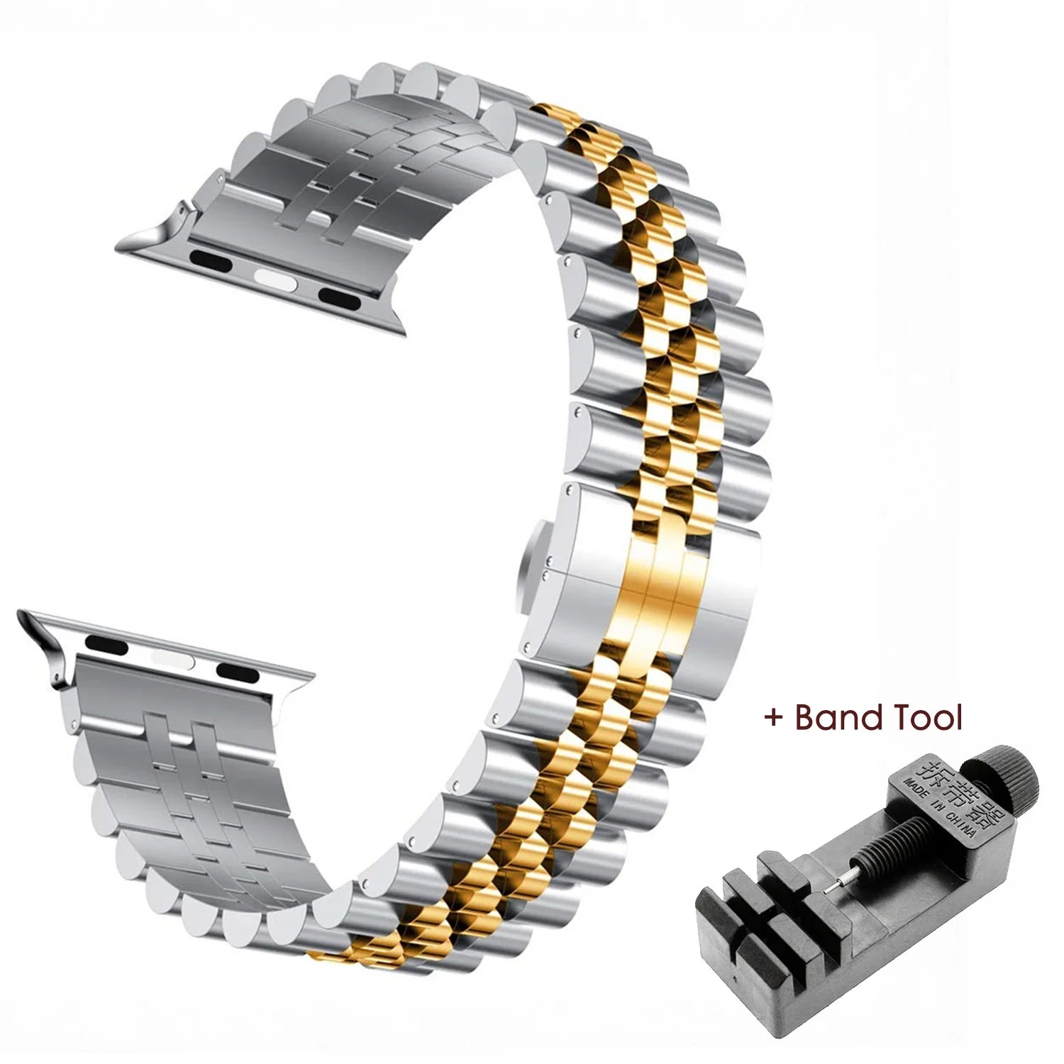 RRX Jubilee Replacement Steel Bracelet Apple Watch Bands Viva Timepiece Silver Gold Tool 42mm 44mm 45mm  49MM  - 1005001645201199-Silver Gold Tool-42mm 44mm 45mm  49MM-CHINA