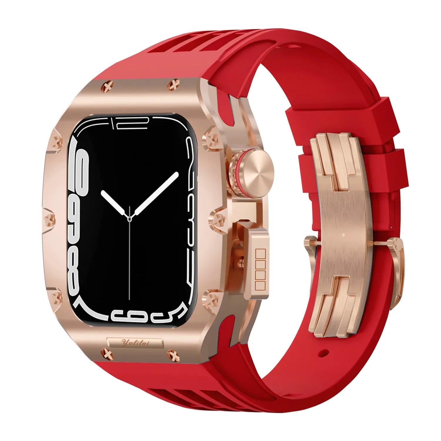 UG0459B Metal Steel Cases Kit for Apple Watch Viva Timepiece Rose Gold Red For iWatch 45mm  - 1005005939686493-RG-R-Titanium Mod Kit-For 45MM-China