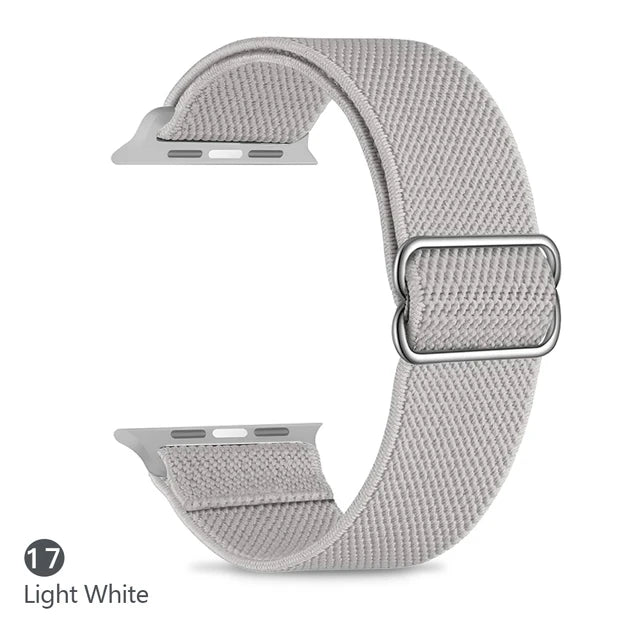 Scrunchie Adjustable Elastic Nylon Apple Watch Bands For All Series light gray Watch Accessories - VivaStraps