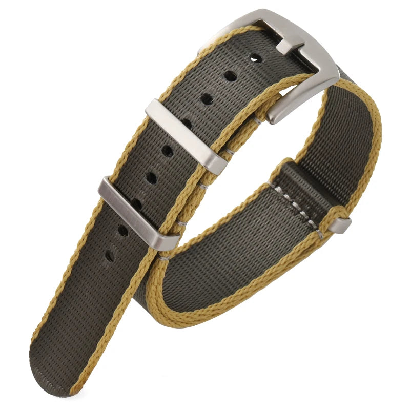 Premium Soft Nylon Universal 007 Replacement Watch Band Viva Timepiece A8. Yellow gray 22mm  - 1005002460521364-A8. Yellow gray-22mm